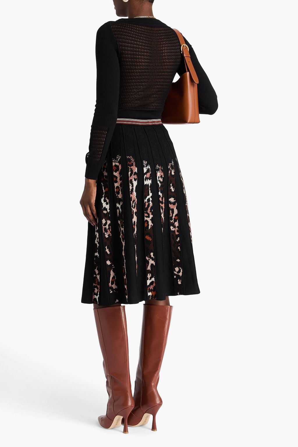 DIANE VON FURSTENBERG Rock „Hutch“ aus Jacquard mit Leopardenmuster und Falten