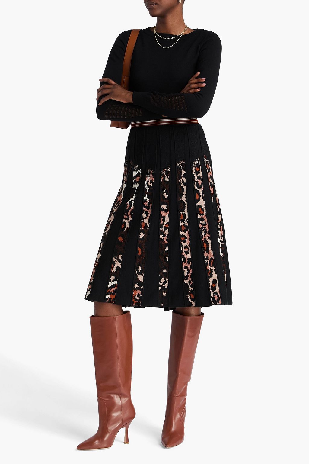DIANE VON FURSTENBERG Rock „Hutch“ aus Jacquard mit Leopardenmuster und Falten