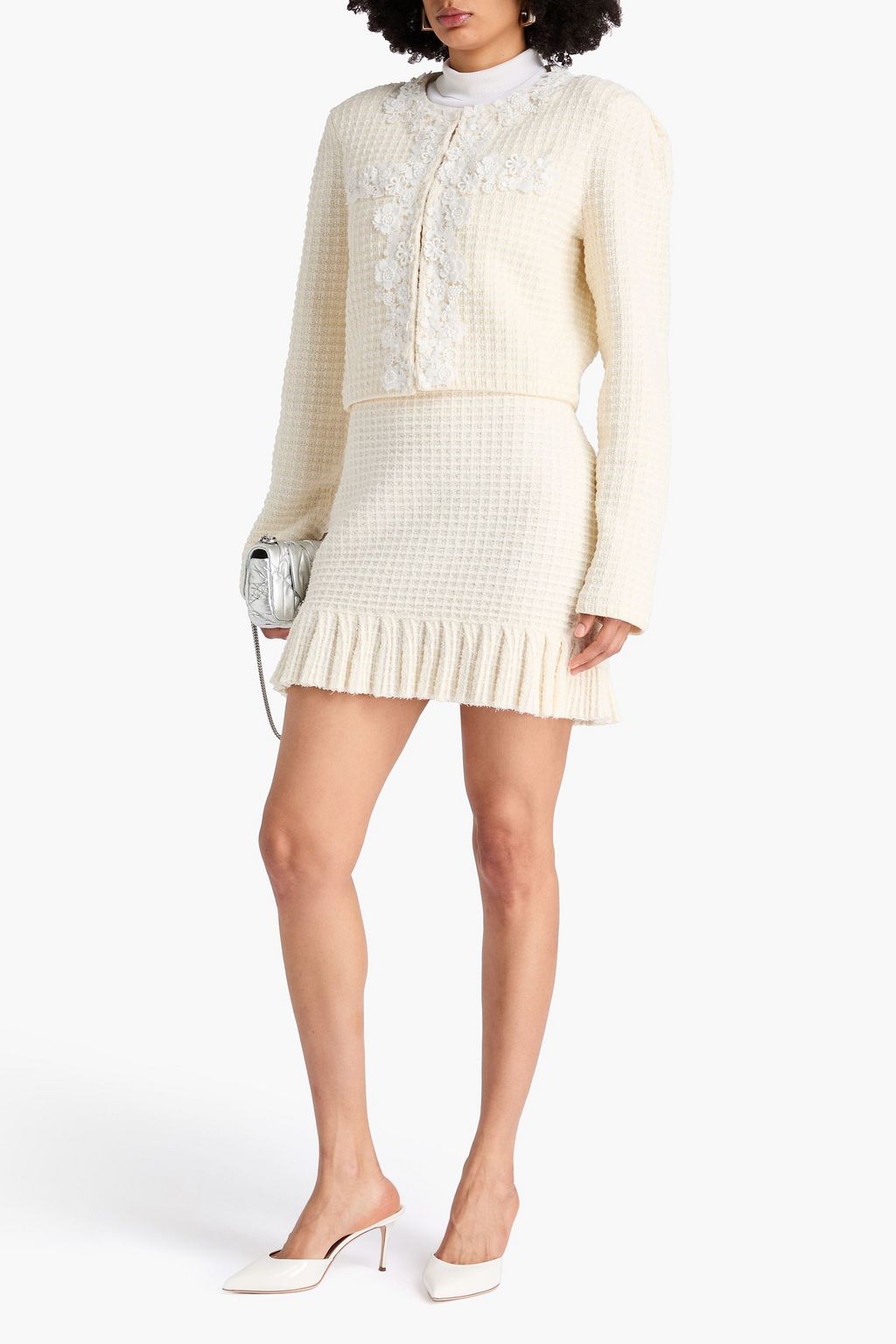 SELF-PORTRAIT Strickbolero mit Pailletten