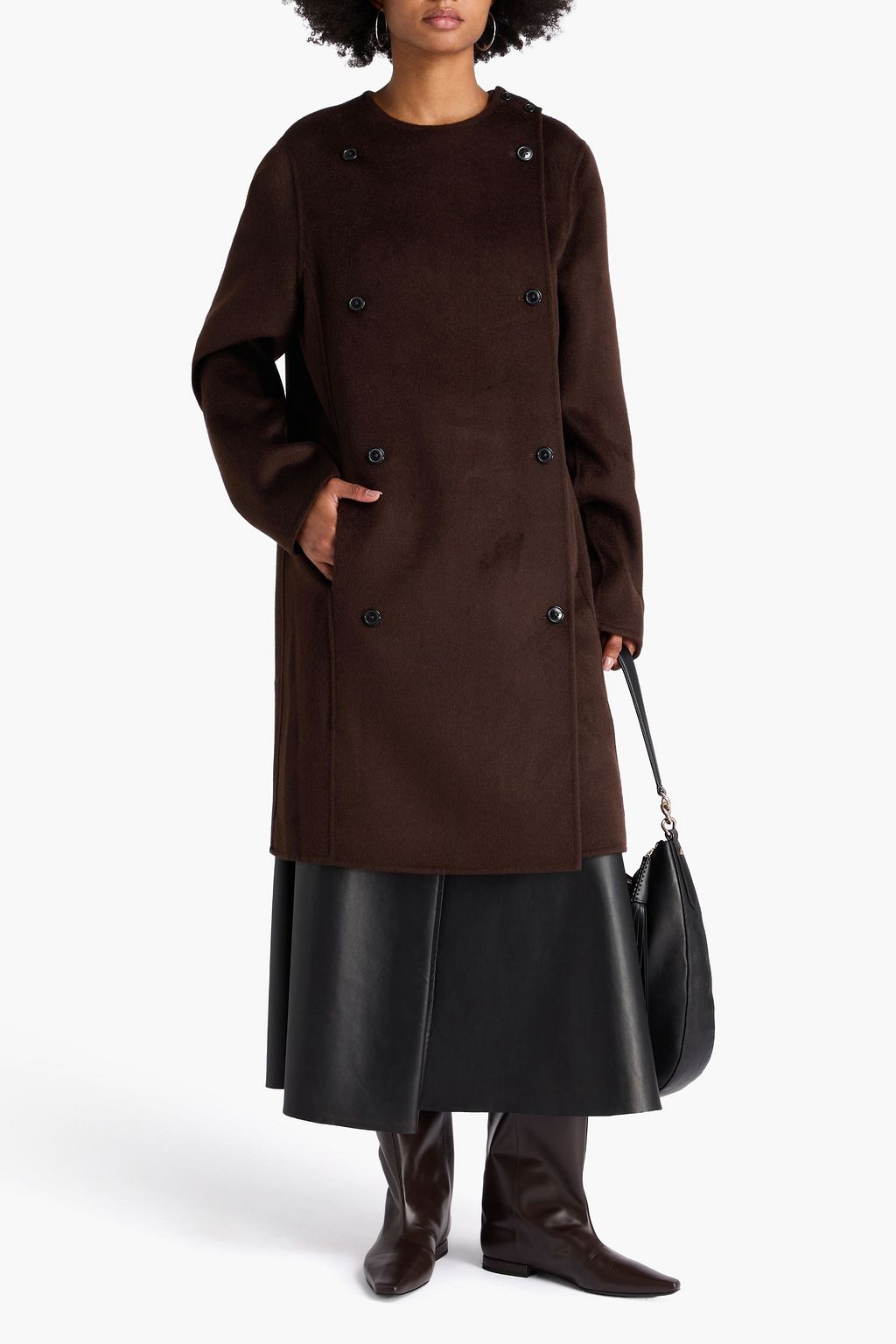 LOULOU STUDIO Fedra double-breasted brushed wool and cashmere-blend felt coat