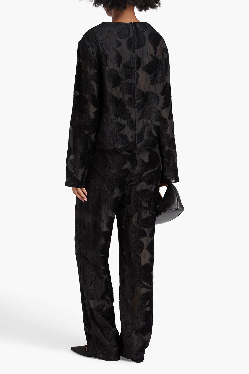 LOULOU STUDIO Ophelia devoré-velvet blouse