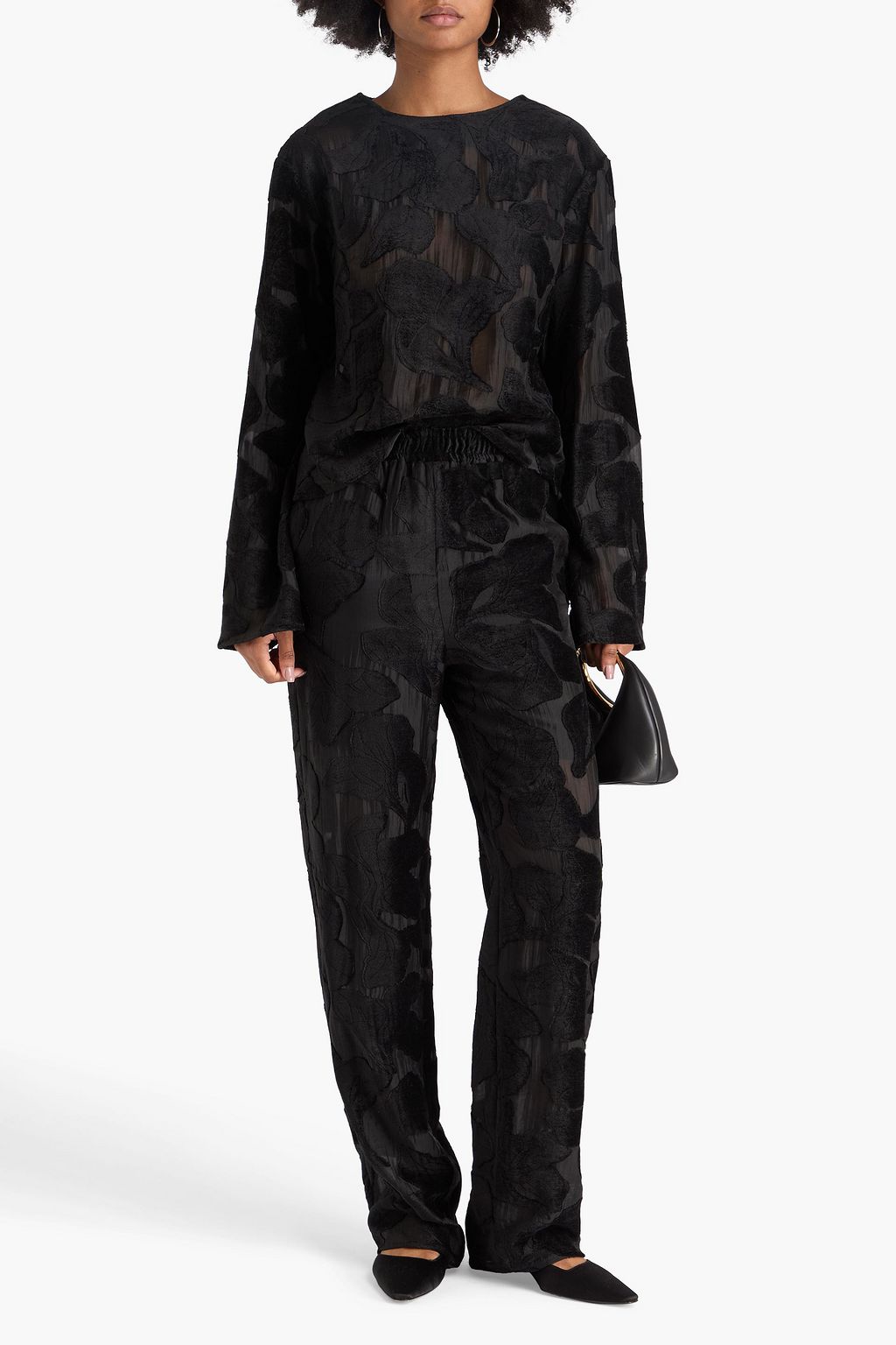 LOULOU STUDIO Ophelia devoré-velvet blouse