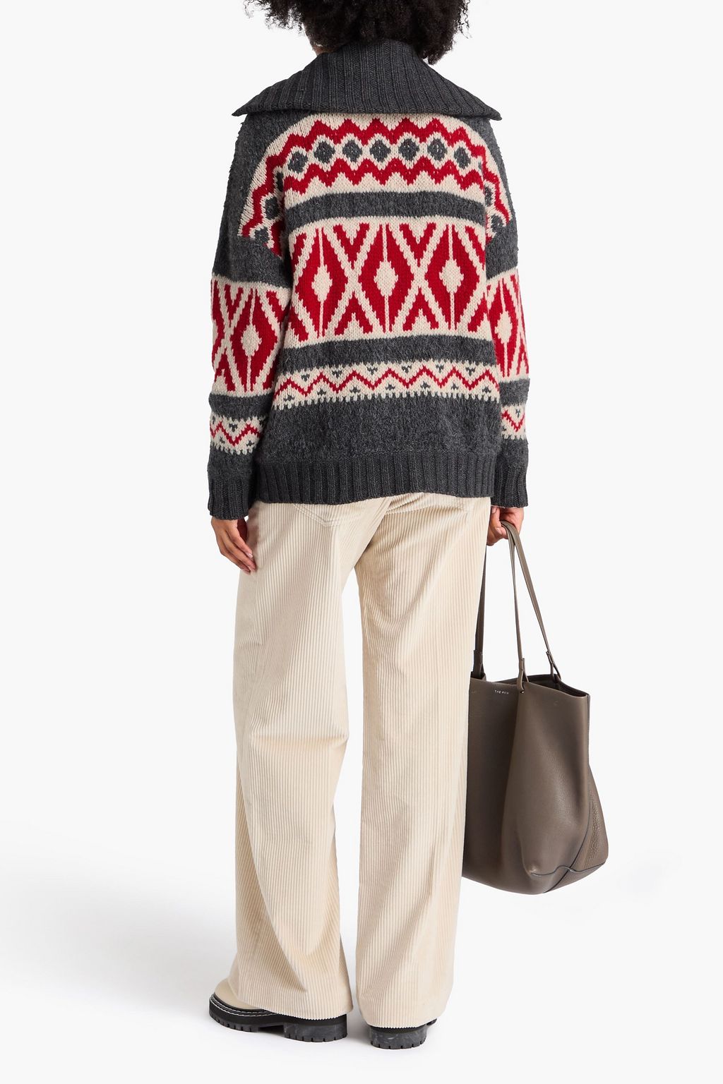 BRUNELLO CUCINELLI Bead-embellished intarsia cashmere cardigan