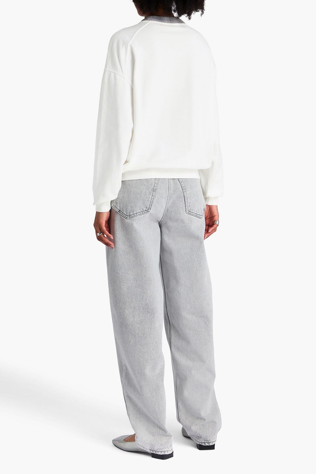 BRUNELLO CUCINELLI Bead-embellished French cotton-terry sweatshirt