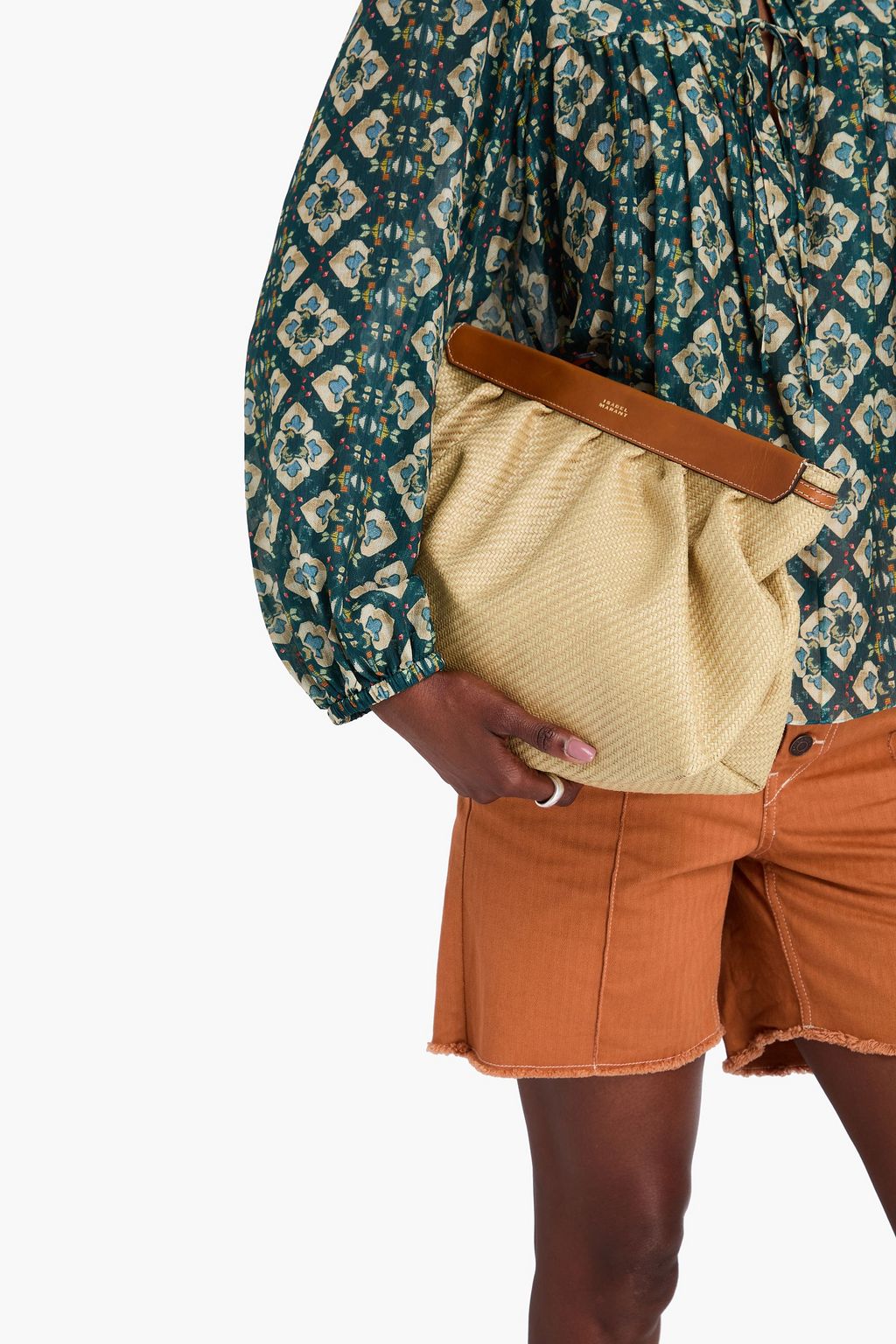 ISABEL MARANT Luz leather-trimmed canvas clutch