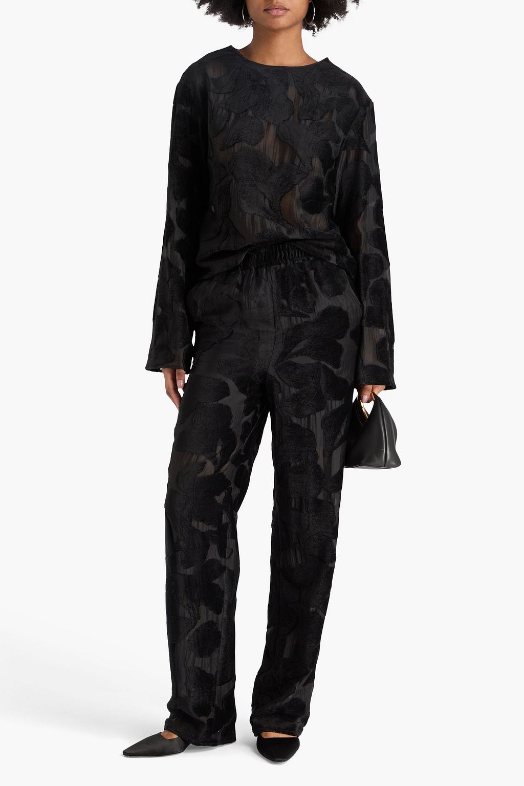 LOULOU STUDIO Pares devoré-velvet straight-leg pants