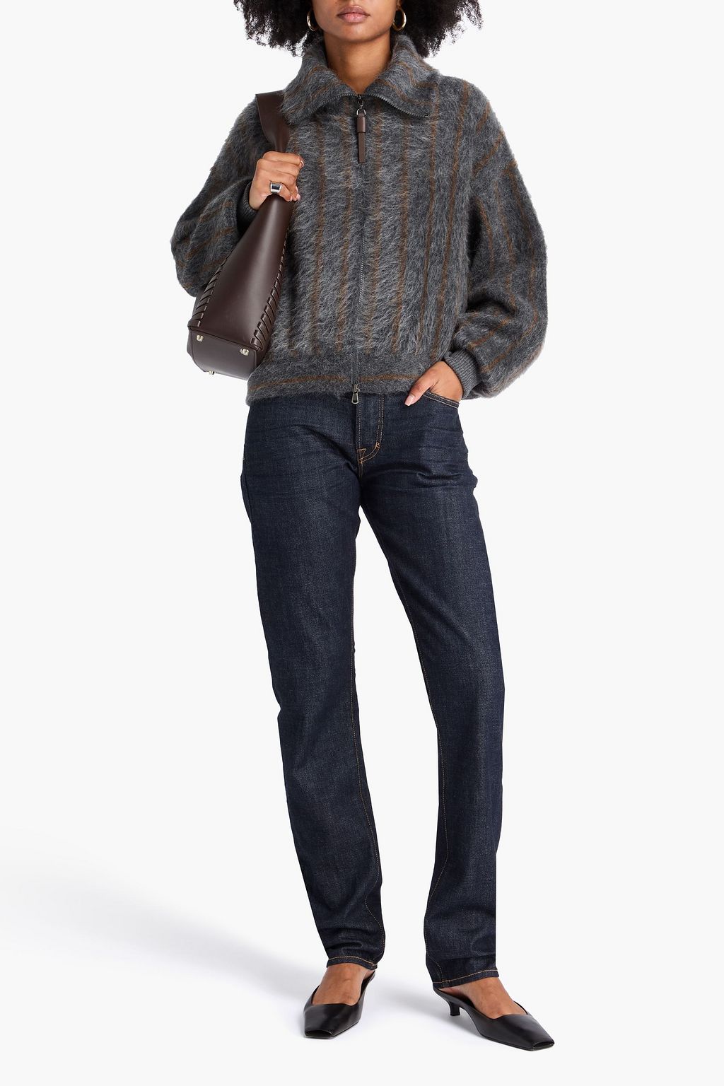BRUNELLO CUCINELLI Striped brushed knitted cardigan