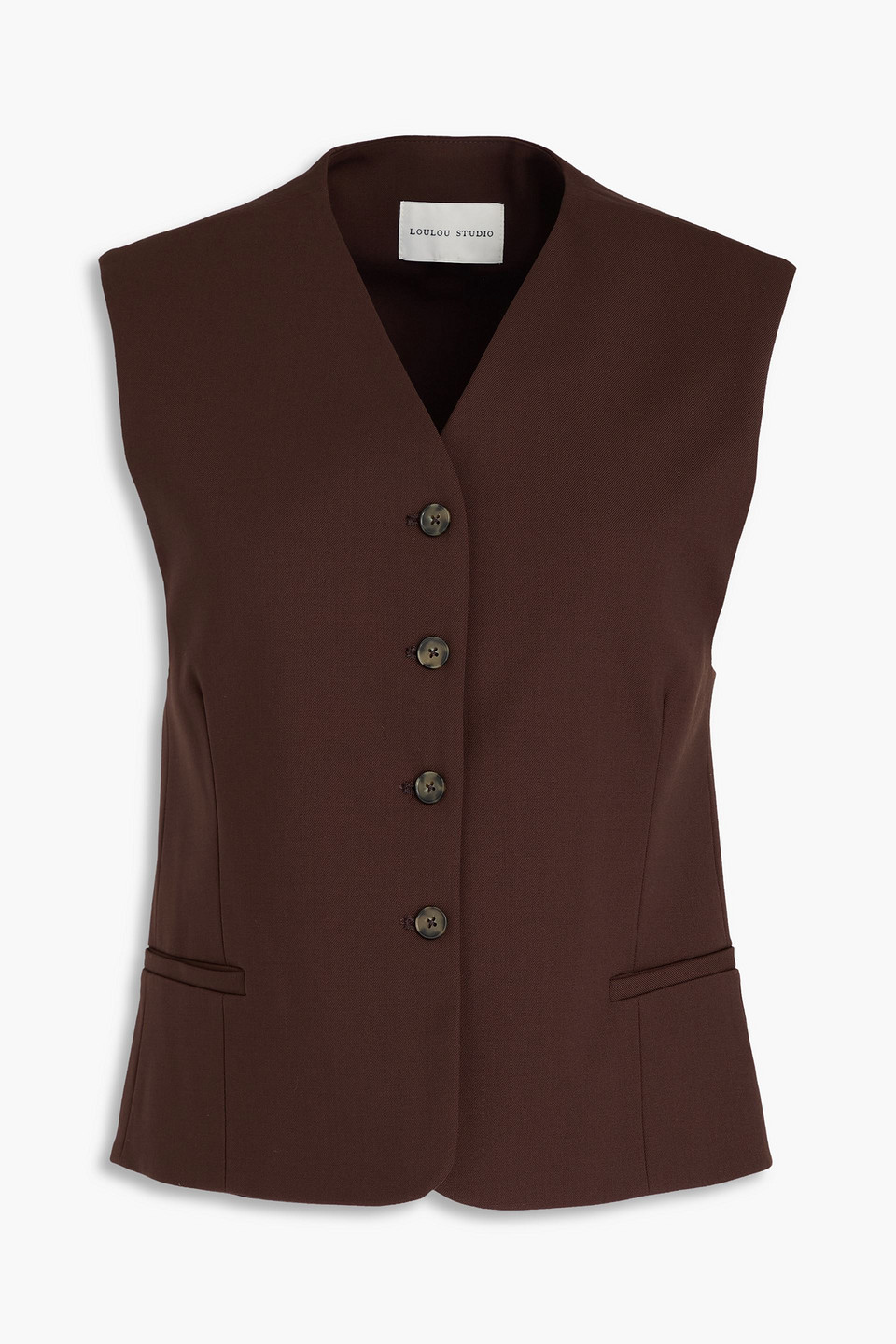 Loulou Studio Teora Wool-blend Twill Vest In Brown