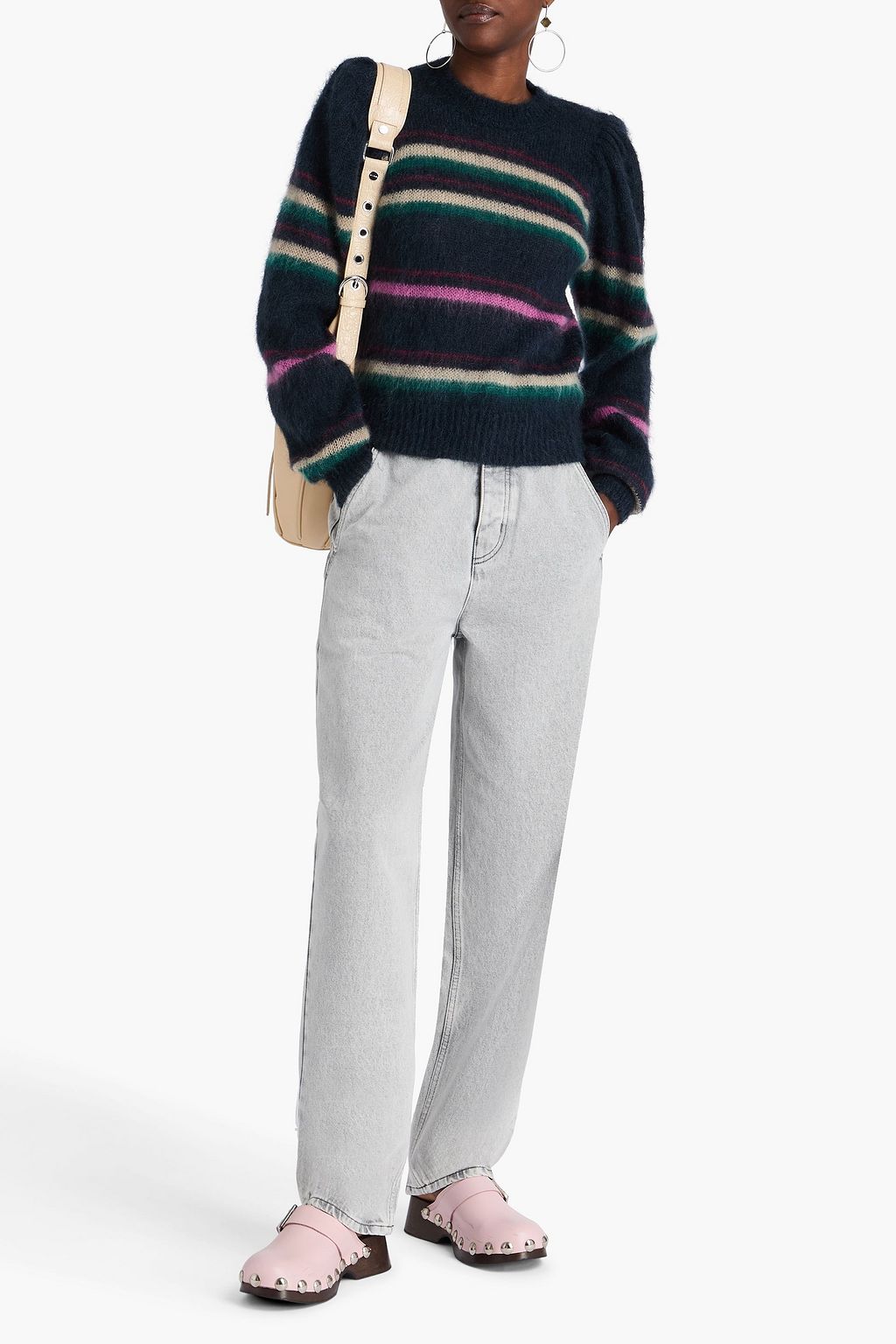 MARANT ÉTOILE 스트라이프 인타르시아 모헤어 혼방 스웨터
