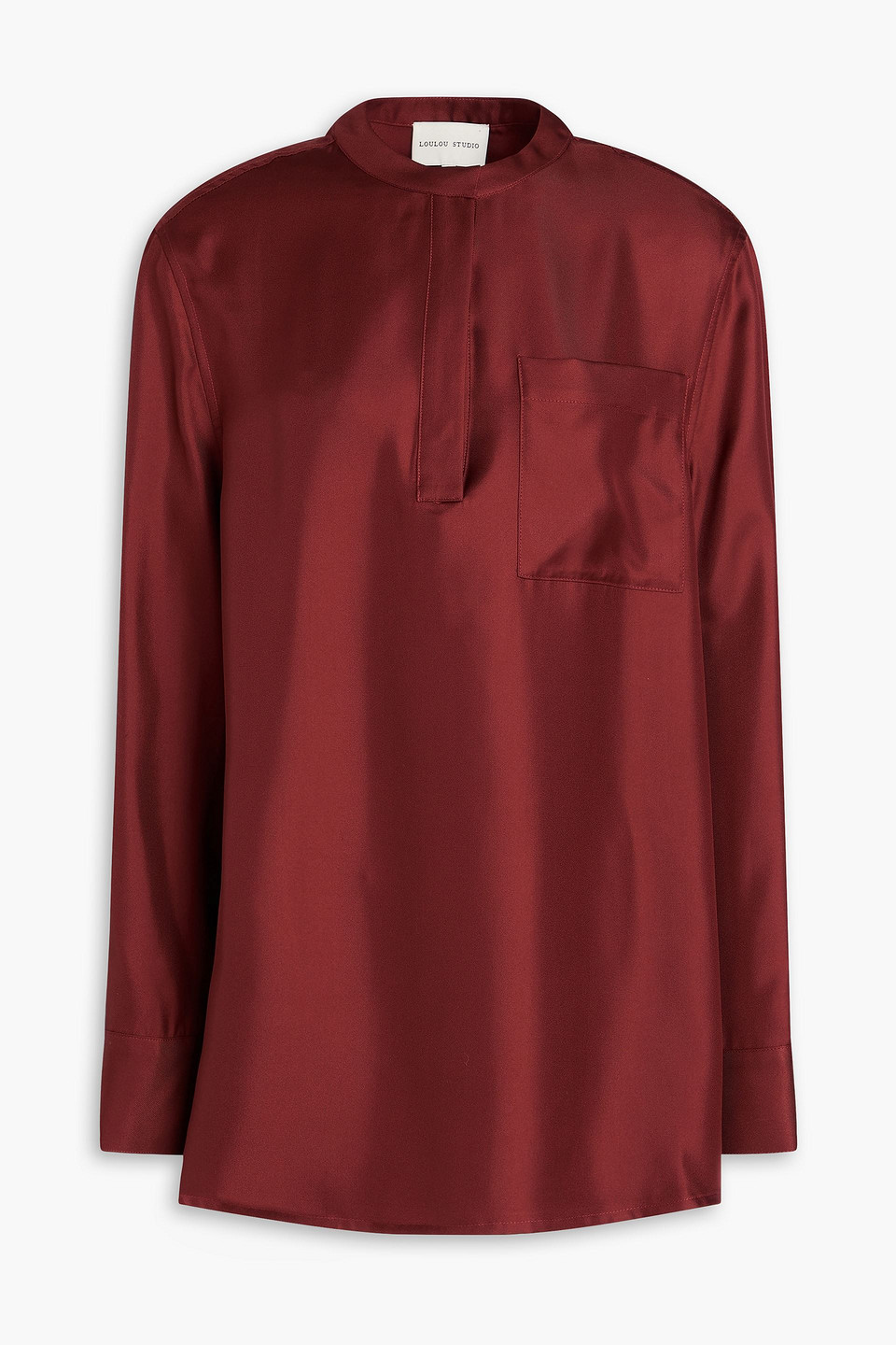 loulou de saison - eden silk-twill top - burgundy - s
