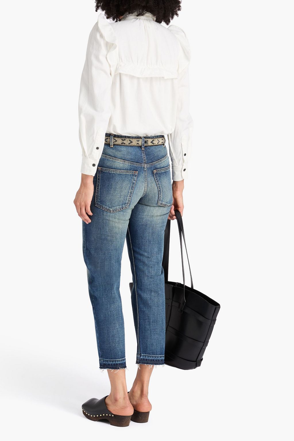 MARANT ÉTOILE ハイライズ ストレートレッグジーンズ 色あせ加工