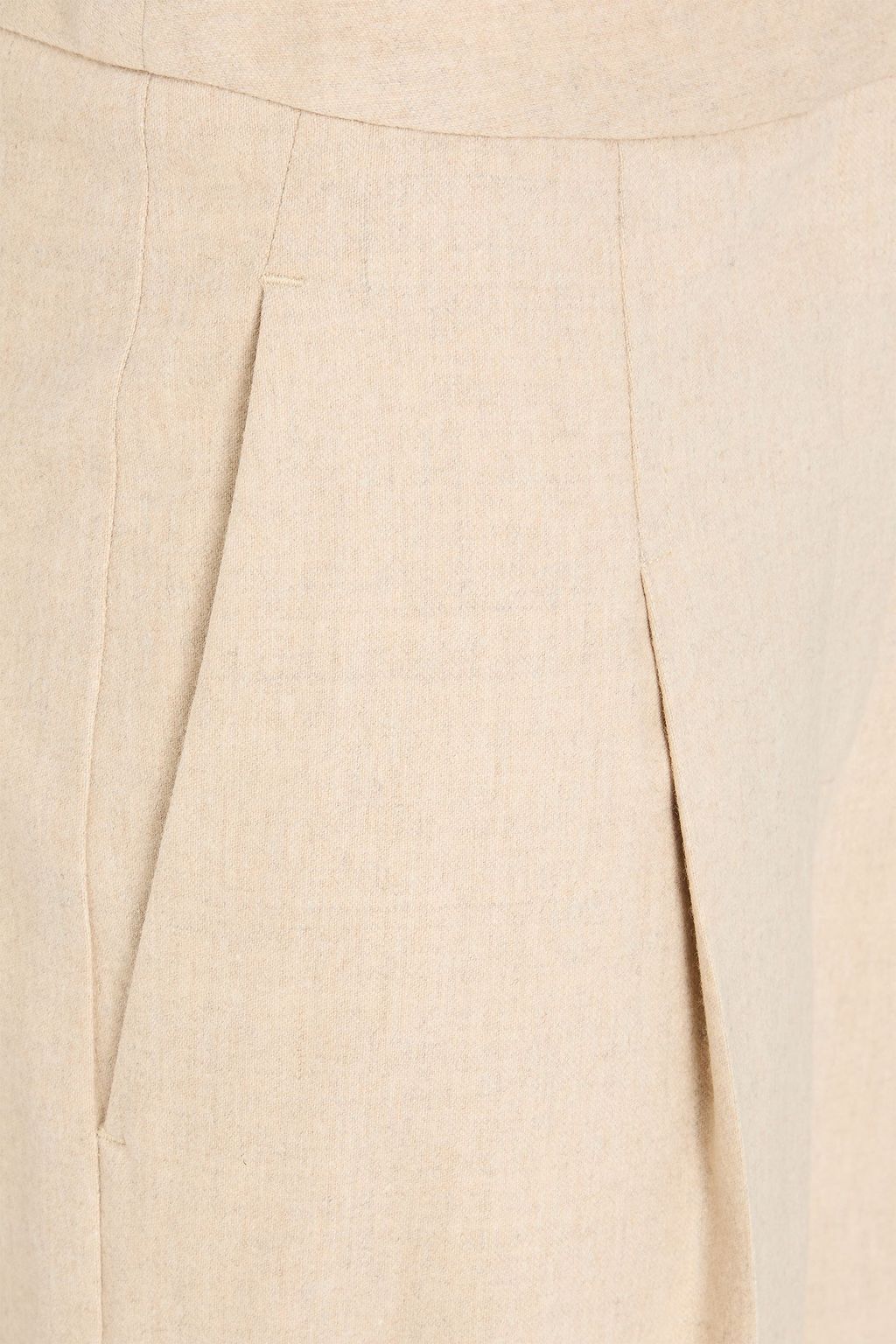 LOULOU STUDIO Juno plissierte Hose mit weitem Bein aus Flanell aus einer Wollmischung