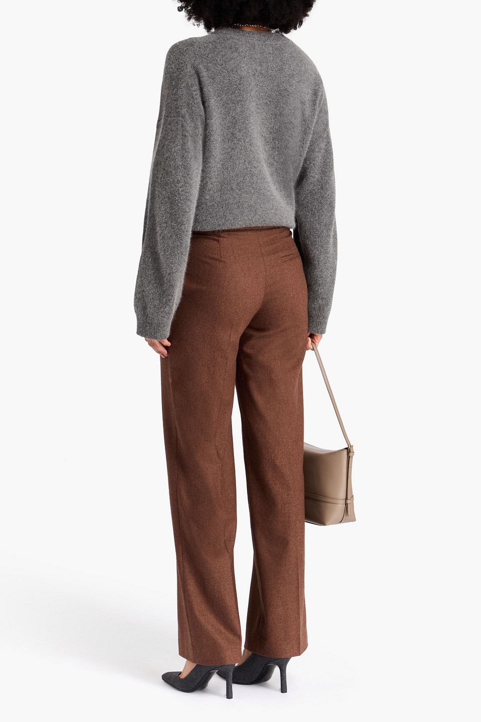  Loulou De Saison - Juno Plissierte Hose Mit Weitem Bein Aus Flanell Aus Einer Wollmischung - Braun - Xs 