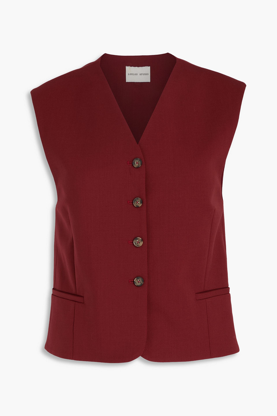 Loulou Studio Teora Wool-blend Twill Vest In Burgundy
