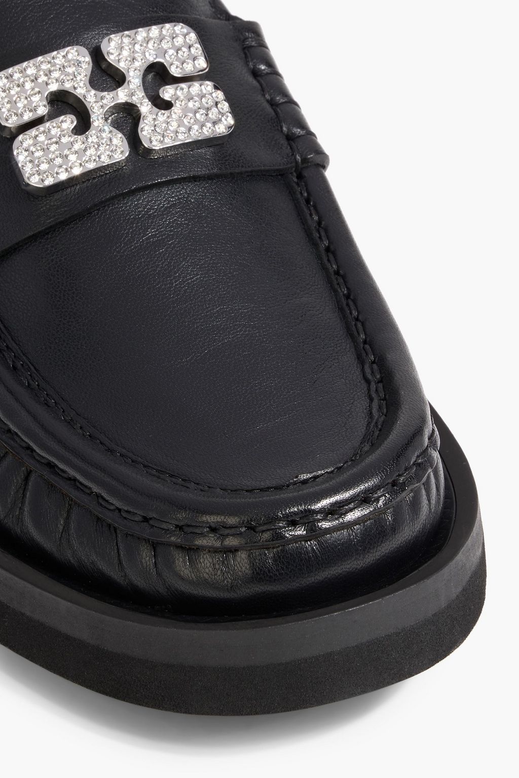 GANNI Embellished leather loafers