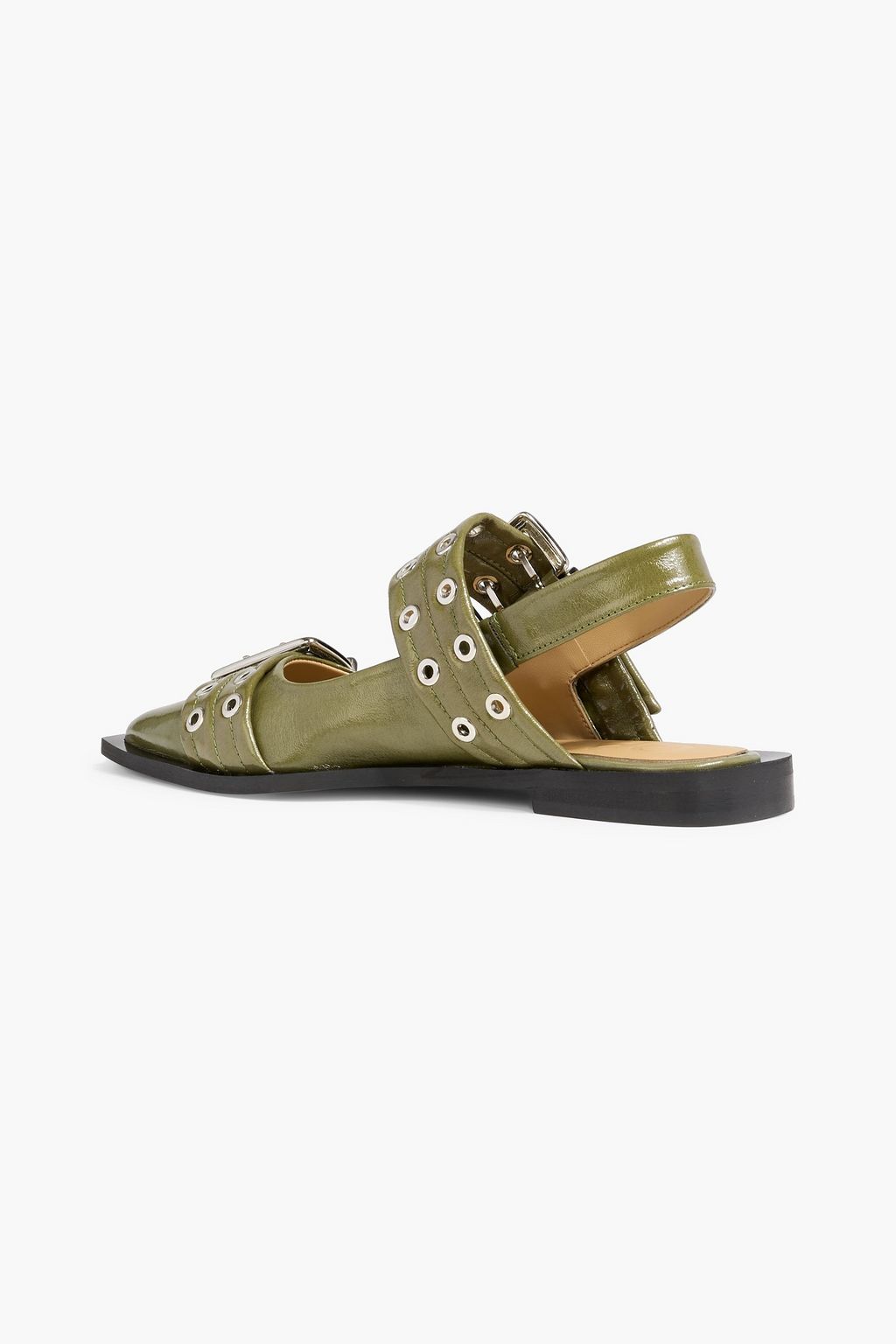 GANNI Buckled slingback point-toe flats