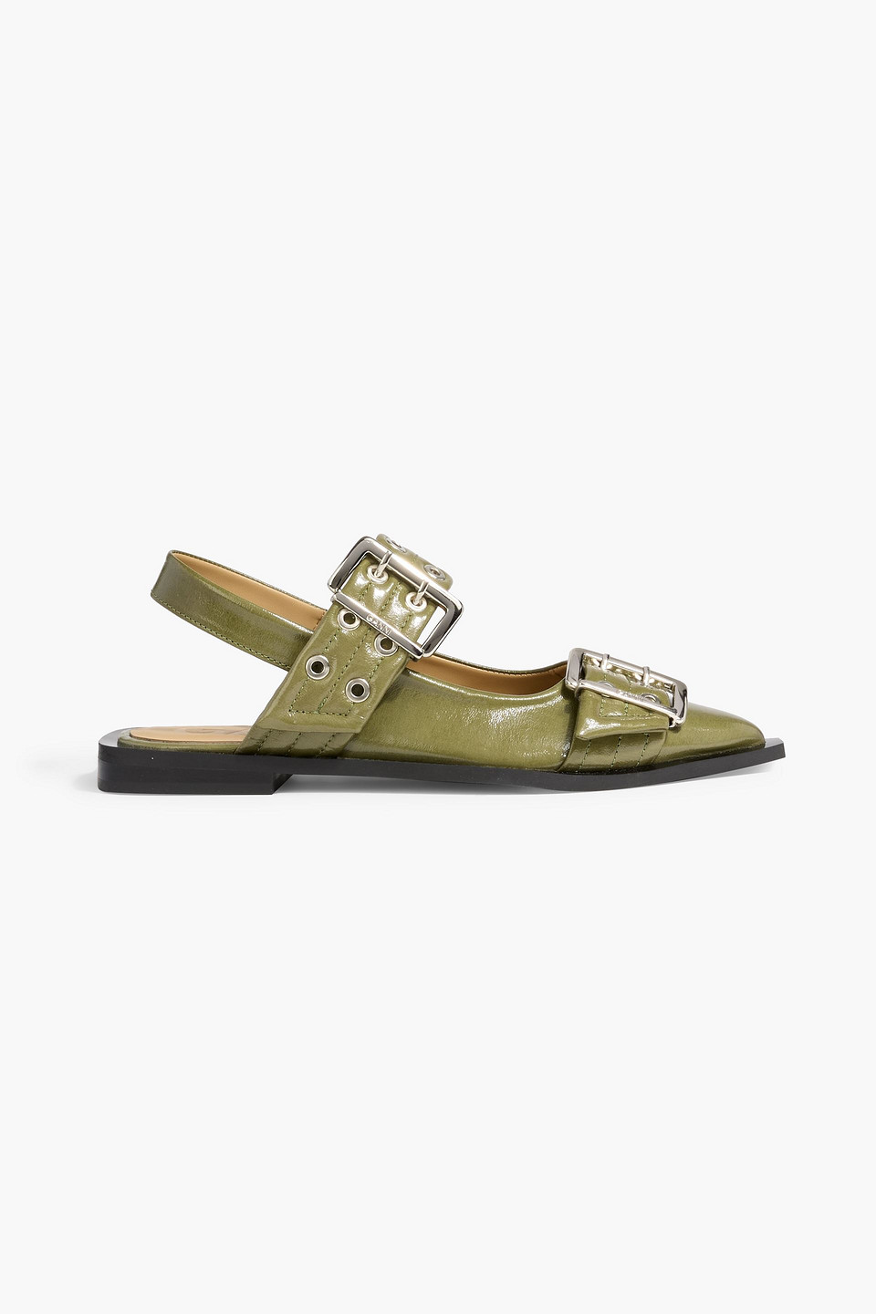 Ganni Buckled Slingback Point-toe Flats