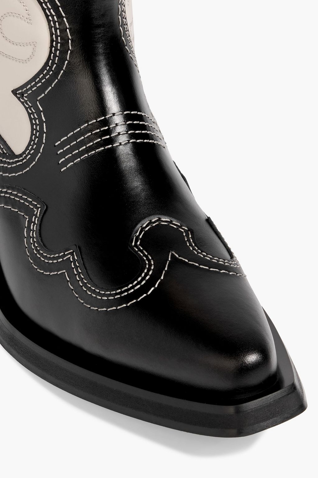 GANNI Two-tone embroidered leather cowboy boots