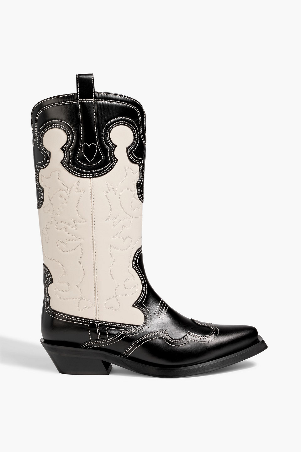 Two-tone embroidered leather cowboy boots