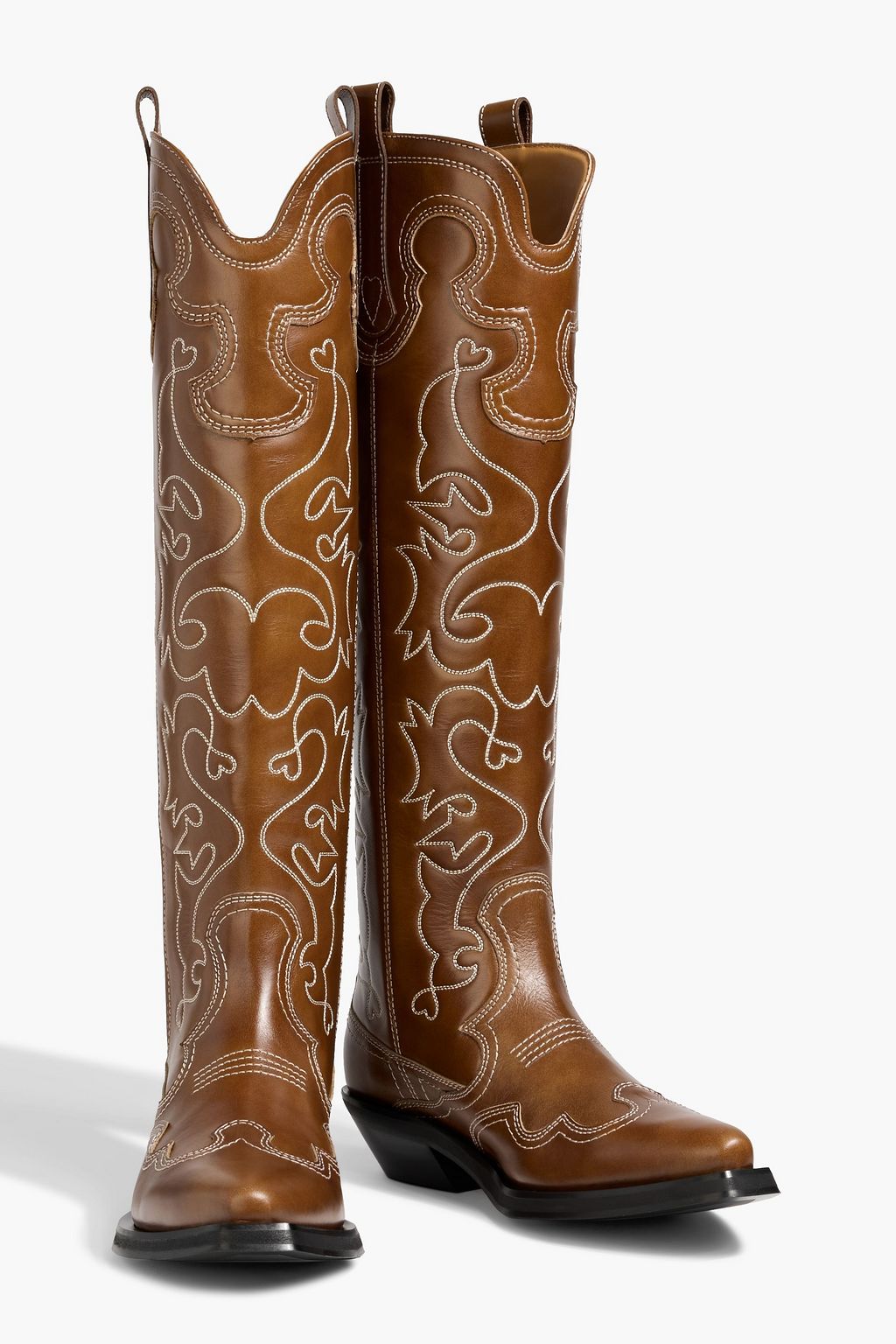 GANNI Embroidered leather cowboy boots