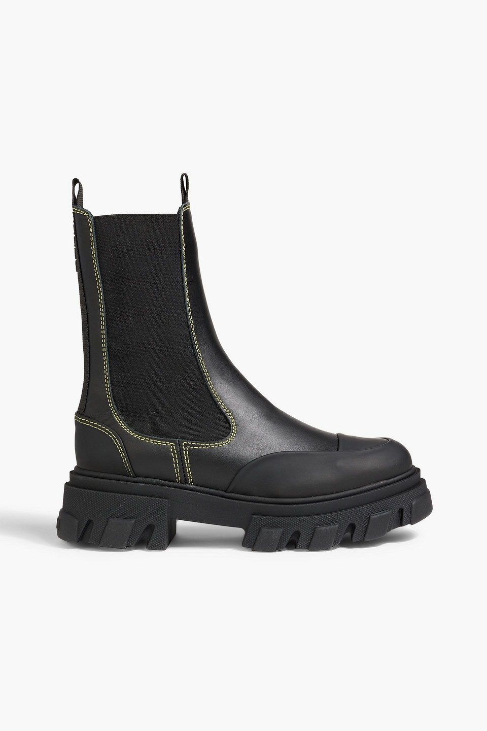 Ganni Leather Chelsea Boots In Black