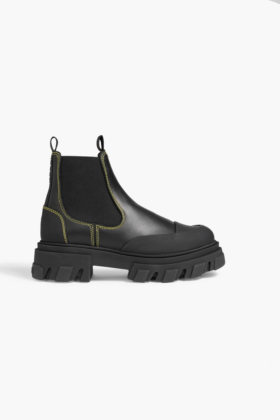 Ganni Leather Chelsea Boots In Black