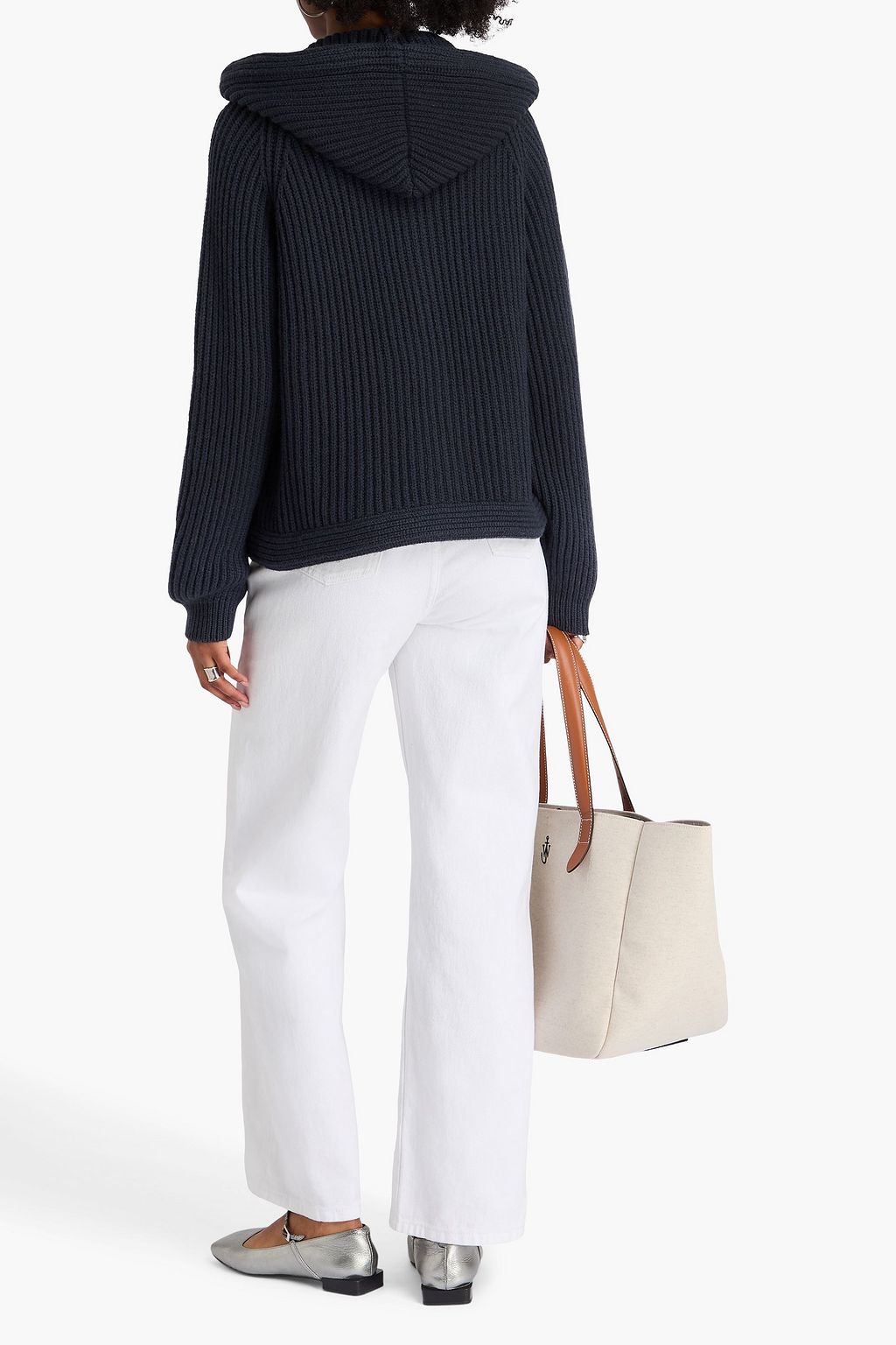 BRUNELLO CUCINELLI Bead-embellished ribbed cashmere hooded cardigan