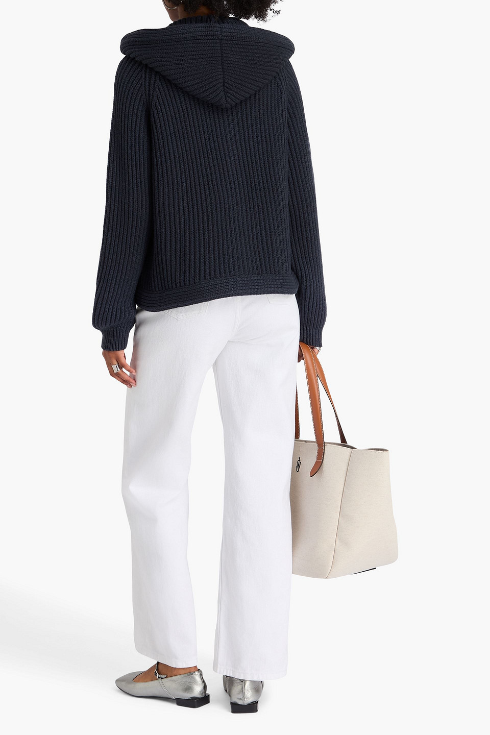 Brunello Cucinelli Bead-embellished Ribbed Cashmere Hooded Cardigan In Blue