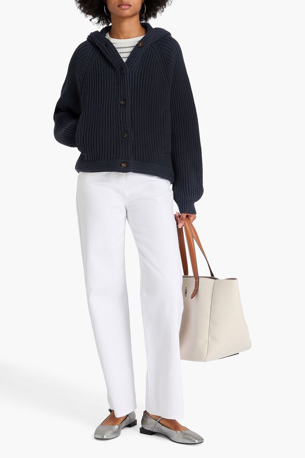 BRUNELLO CUCINELLI Bead-embellished ribbed cashmere hooded cardigan