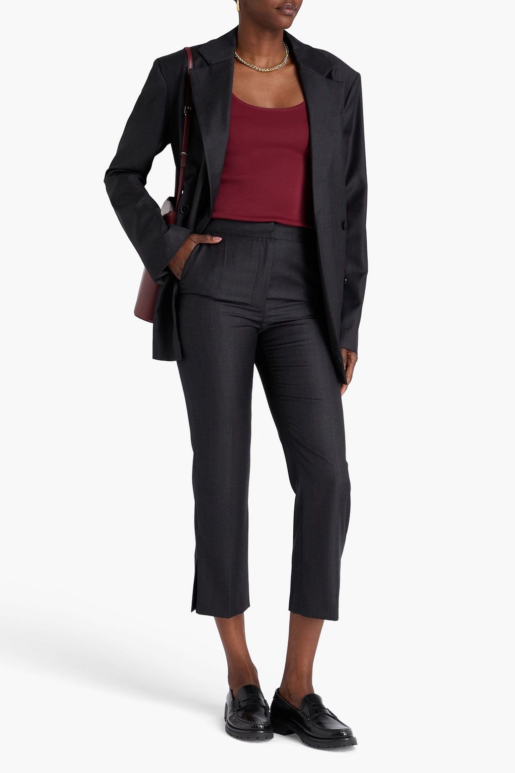 LOULOU STUDIO Fira Cropped Hose mit geradem Bein aus Woll-Twill mit Nadelstreifen