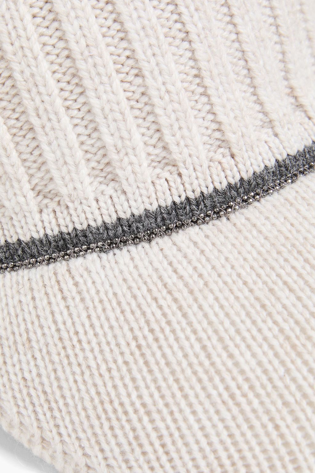 BRUNELLO CUCINELLI Baseballcap aus Rippstrick mit Zierperlen