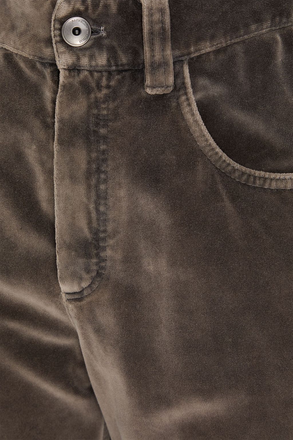BRUNELLO CUCINELLI Bead-embellished cotton-velvet straight-leg pants