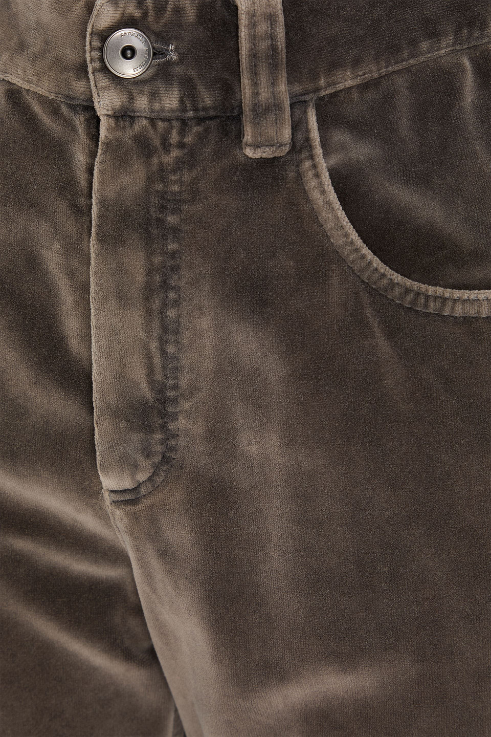 Brunello Cucinelli Bead-embellished Cotton-velvet Straight-leg Pants In Brown
