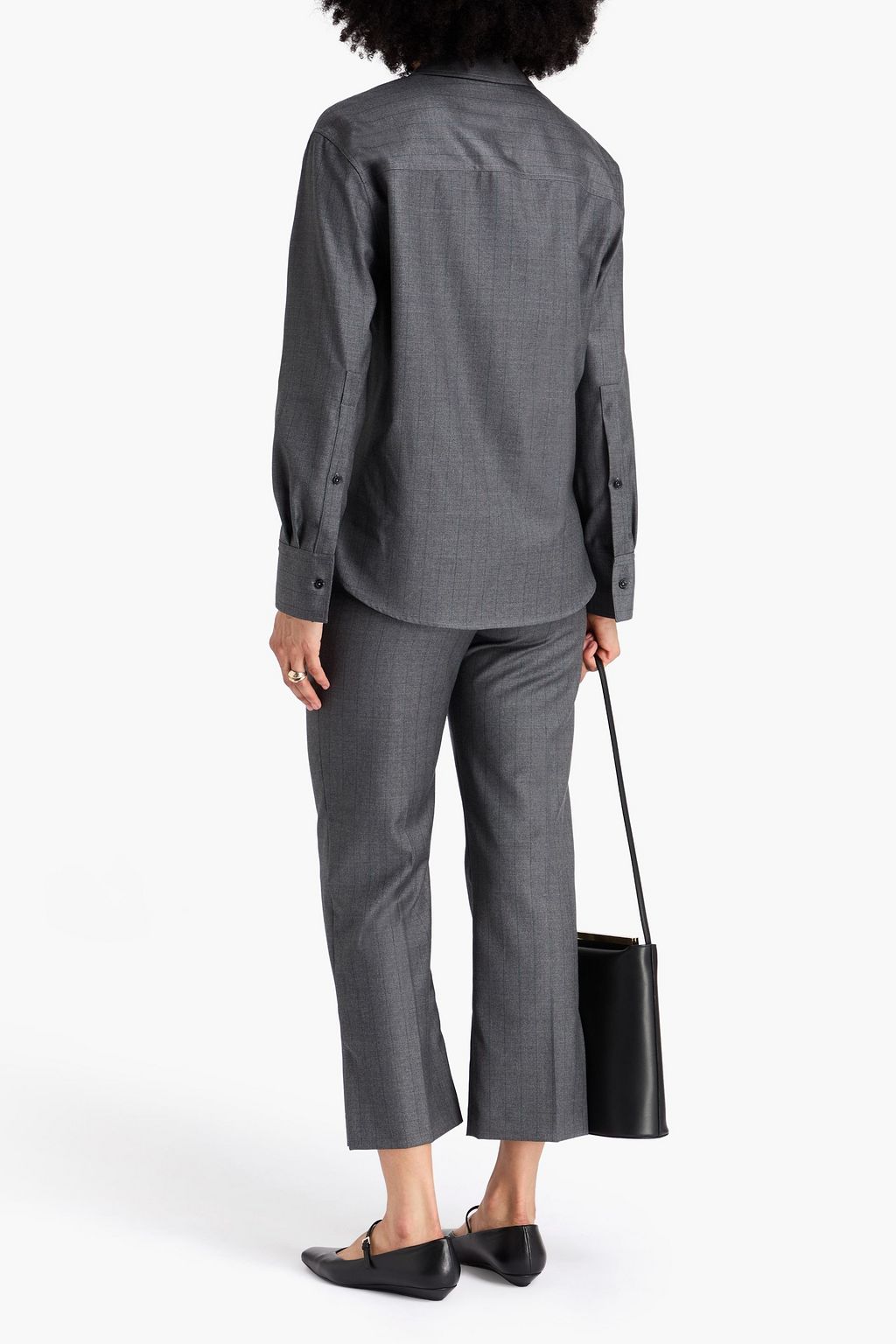 LOULOU STUDIO Gisele Hemd aus Woll-Twill mit Nadelstreifen