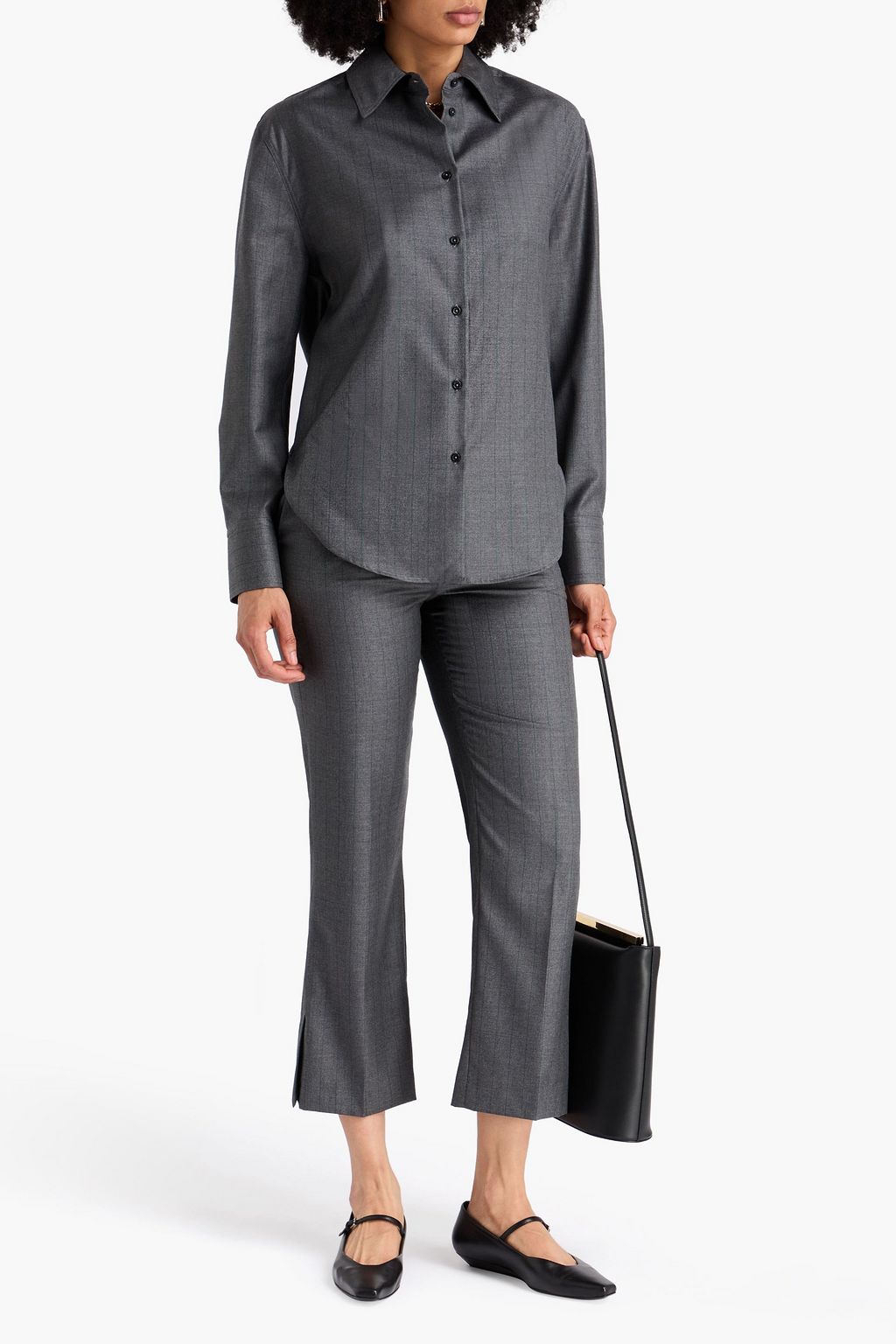 LOULOU STUDIO Gisele Hemd aus Woll-Twill mit Nadelstreifen