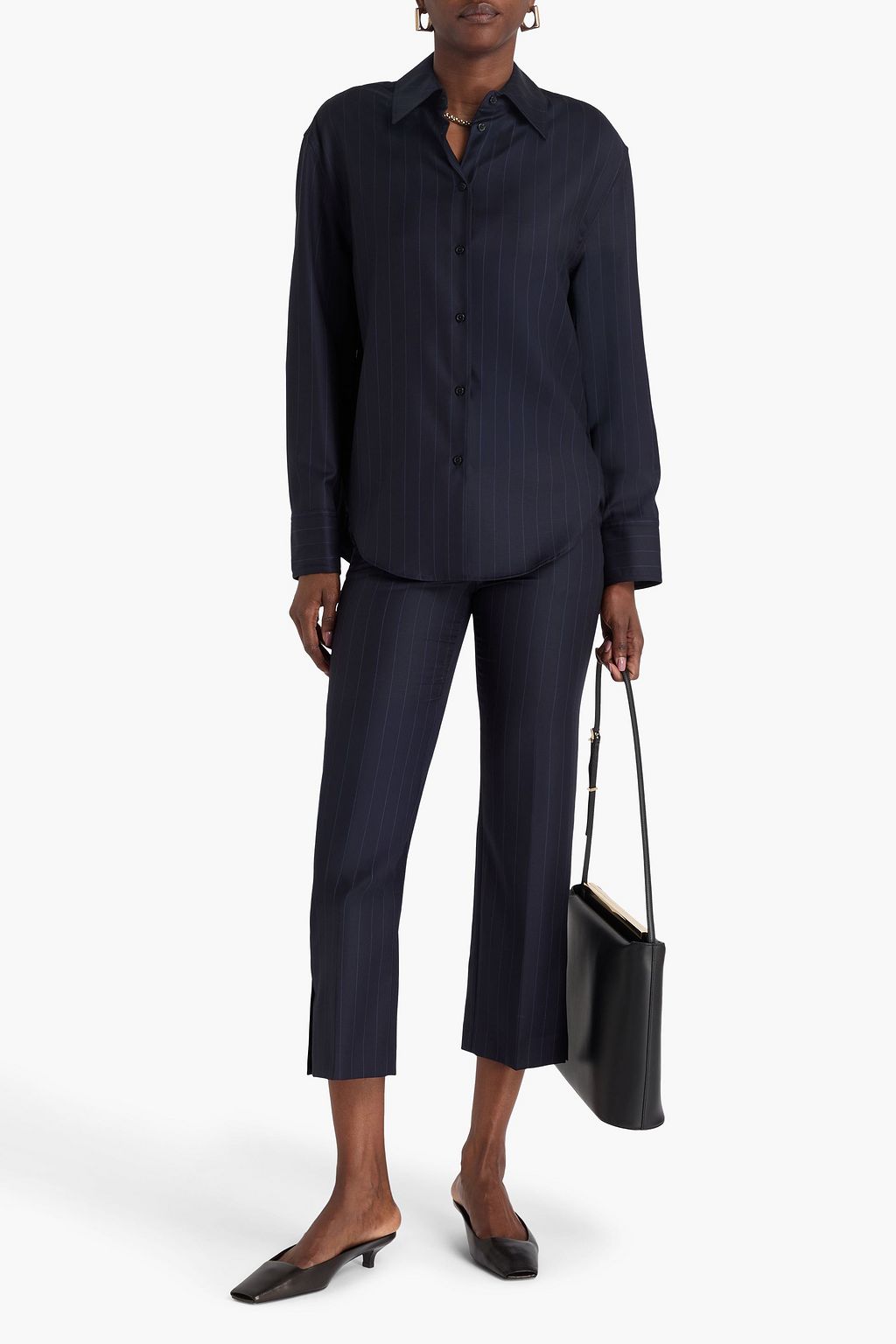 LOULOU STUDIO Gisele pinstriped wool-twill shirt
