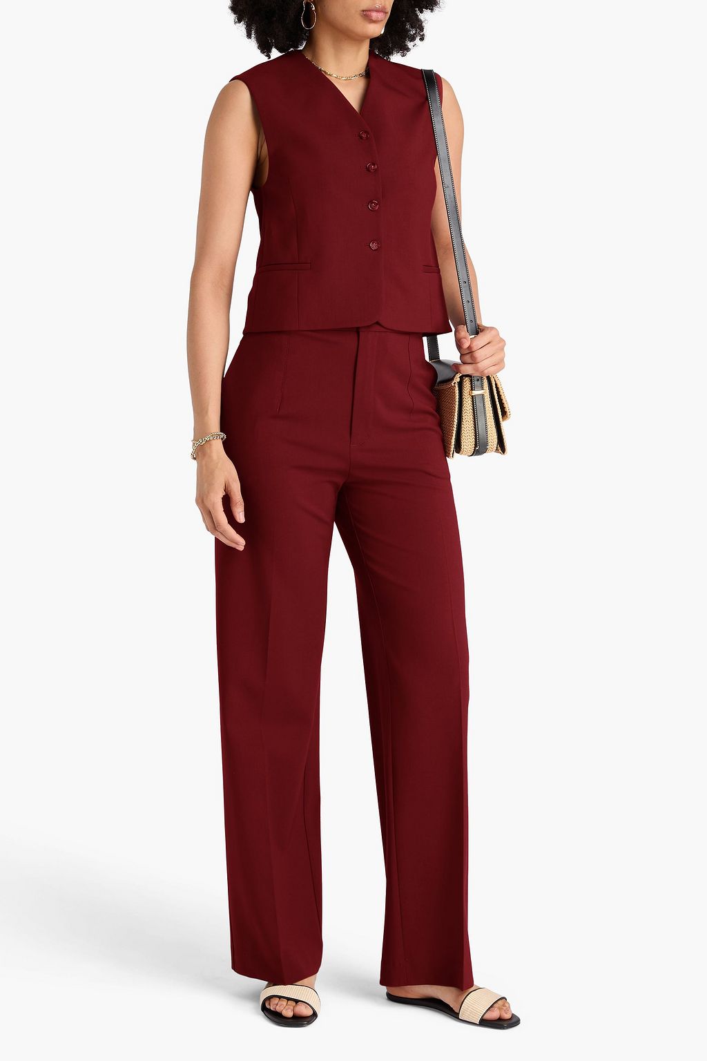 LOULOU STUDIO Vys Hose mit weitem Bein aus Twill aus einer Wollmischung