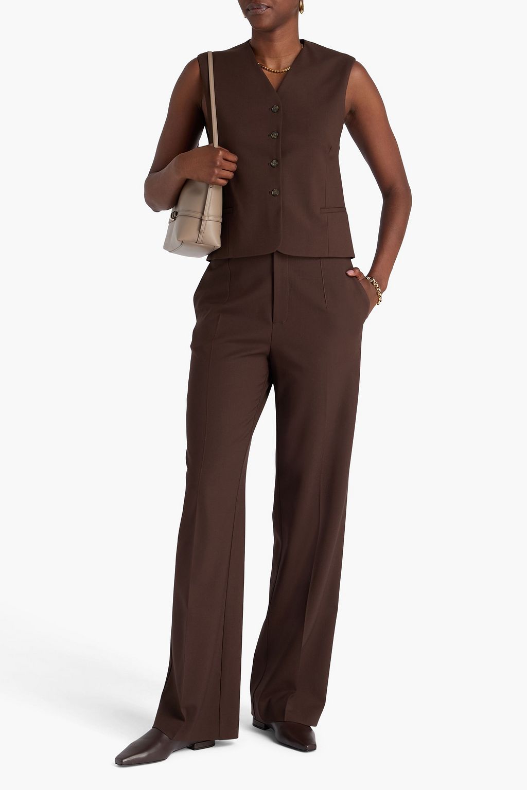 LOULOU STUDIO Vys Hose mit weitem Bein aus Twill aus einer Wollmischung