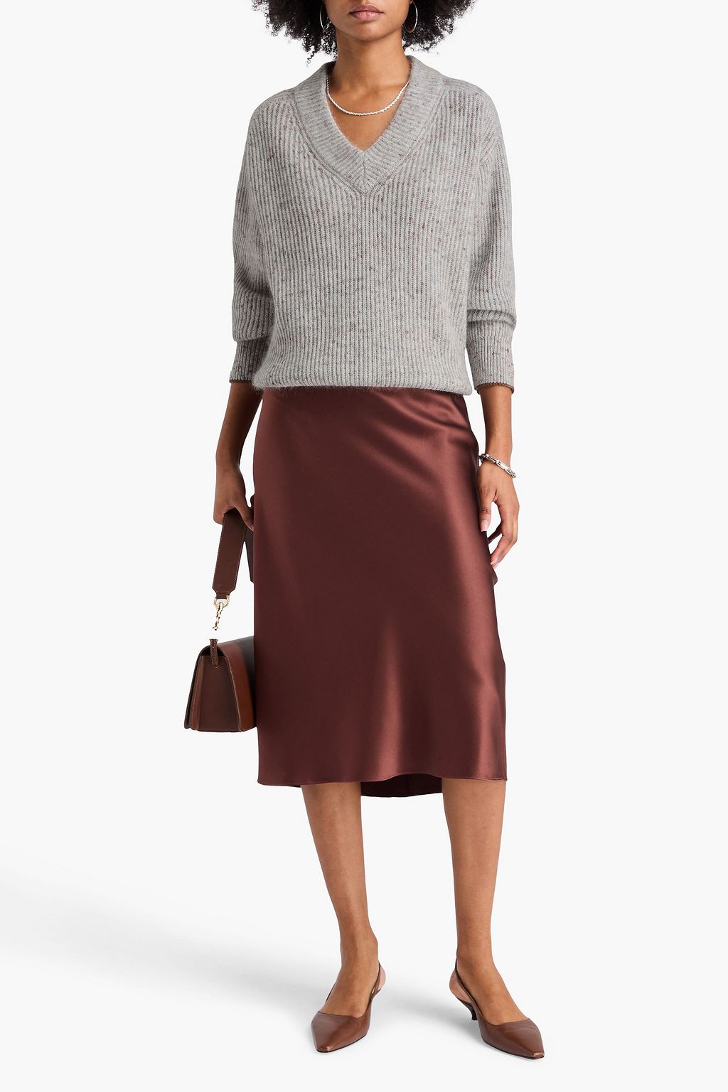 BRUNELLO CUCINELLI Mélange ribbed wool-blend sweater