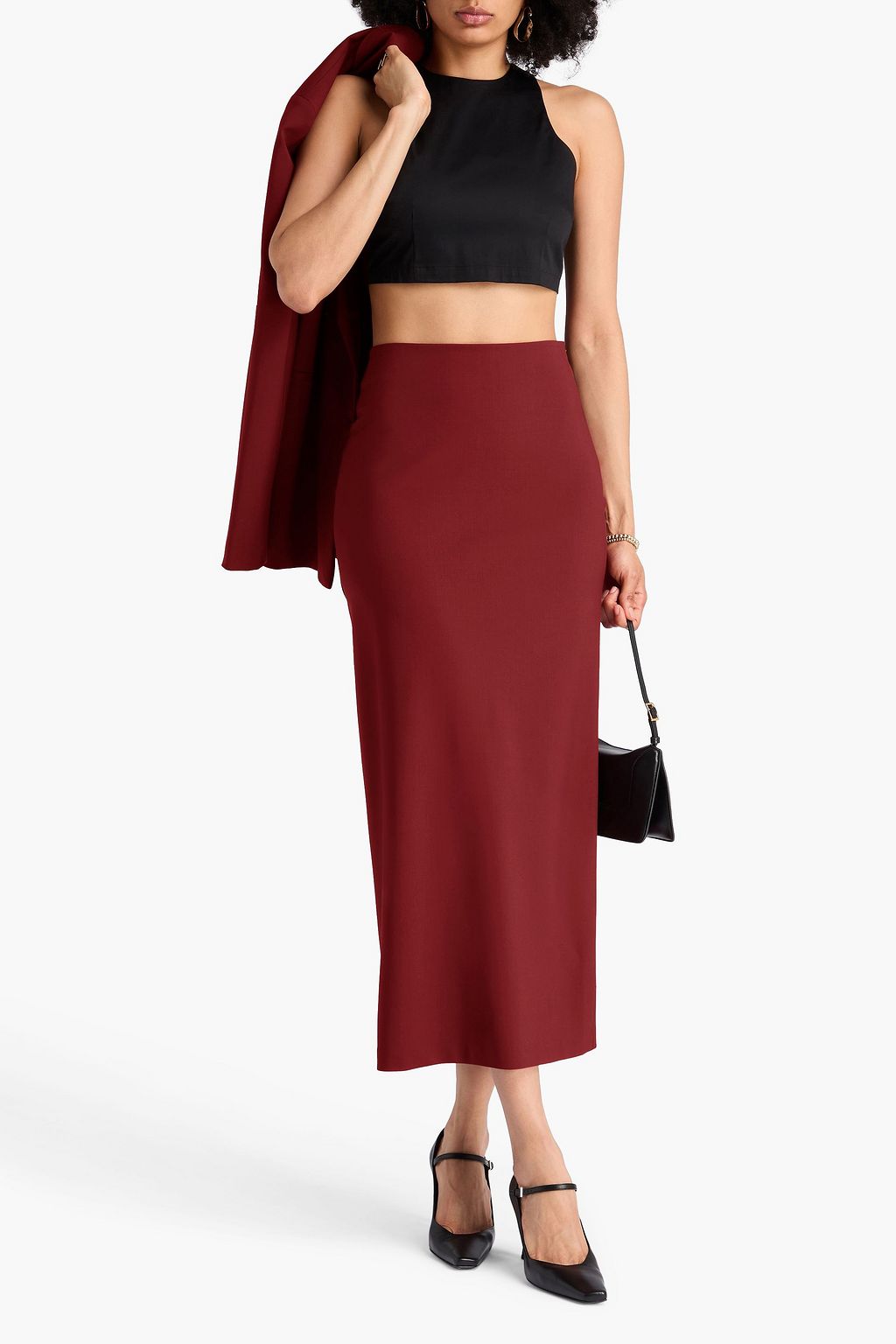 LOULOU STUDIO Samos Midirock aus Twill aus einer Wollmischung