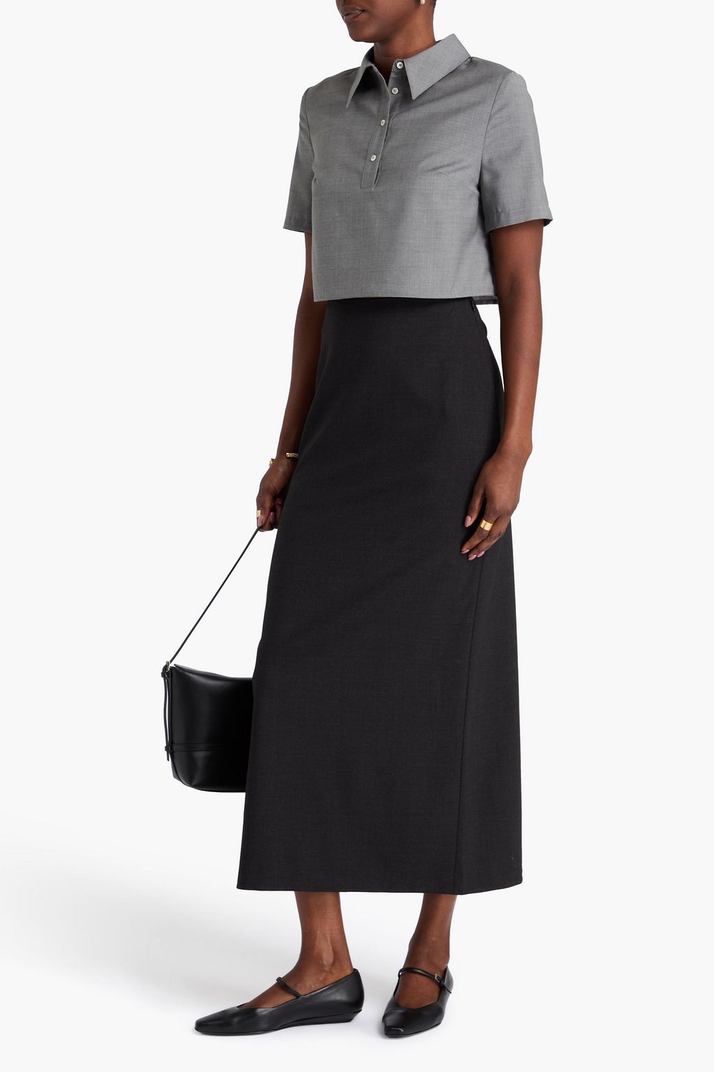 LOULOU STUDIO Samos Midirock aus Twill aus einer Wollmischung