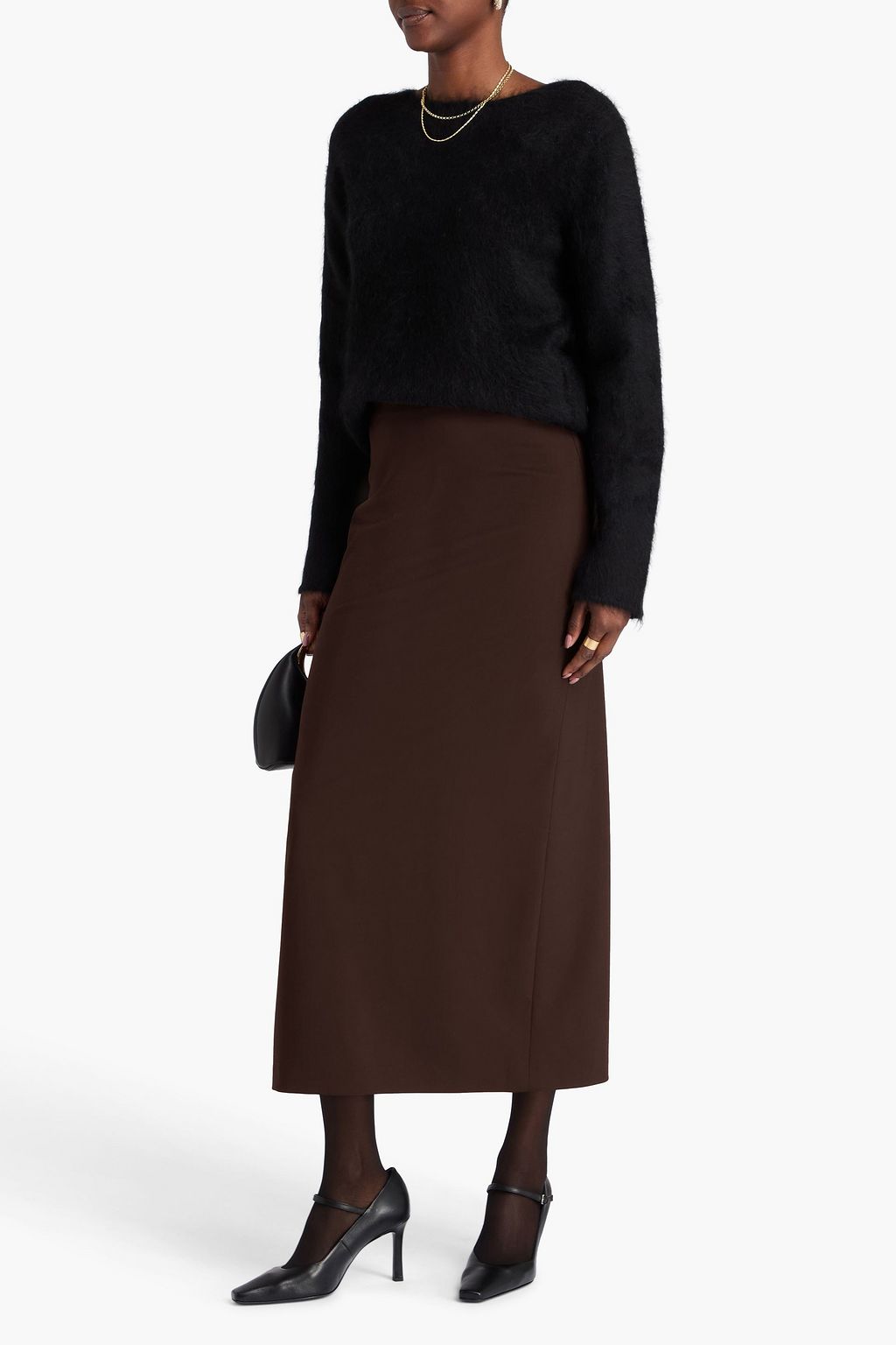 LOULOU STUDIO Samos Midirock aus Twill aus einer Wollmischung