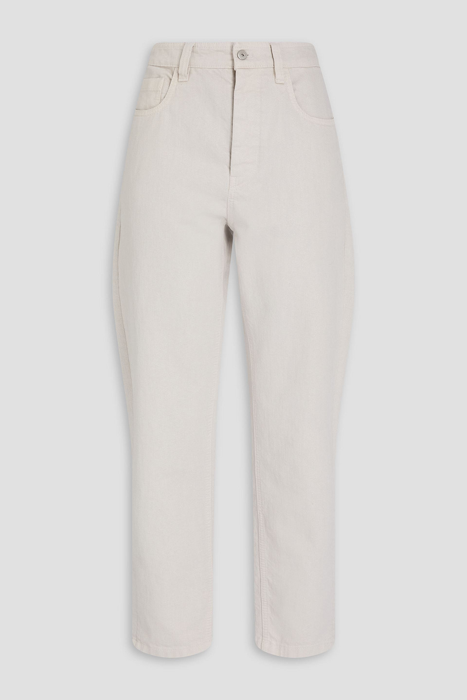 Brunello Cucinelli Bead-embellished Metallic High-rise Tapered Jeans In Neutral