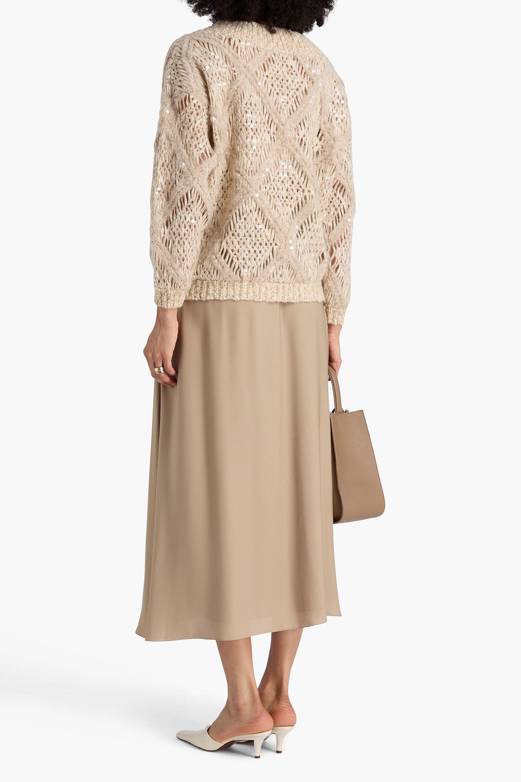 BRUNELLO CUCINELLI Sequin-embellished open-knit sweater