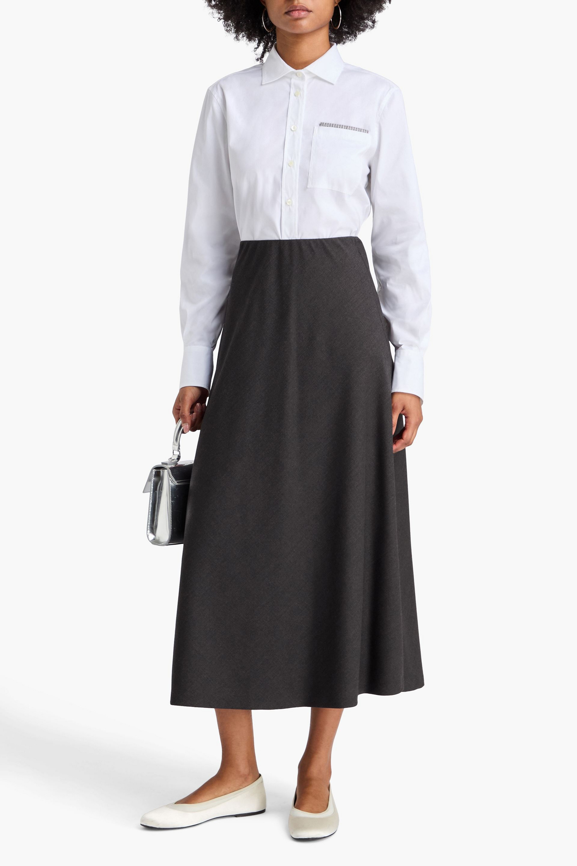 Brunello Cucinelli Wool-blend twill midi skirt