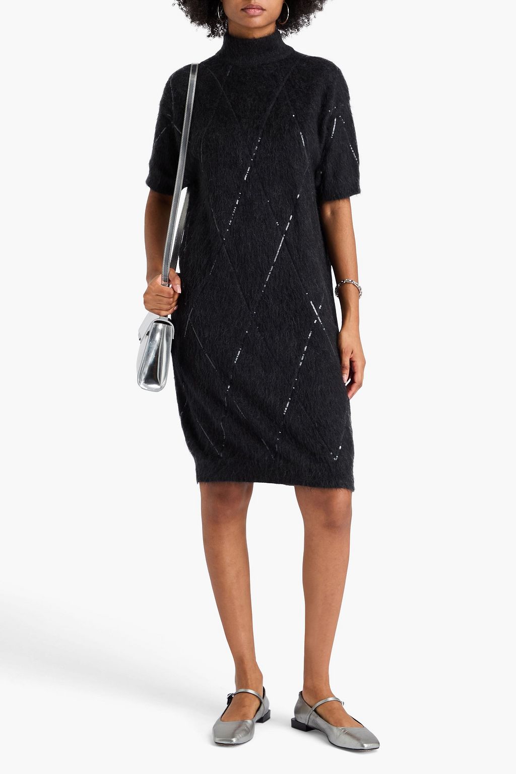 BRUNELLO CUCINELLI Sequin-embellished brushed knitted dress