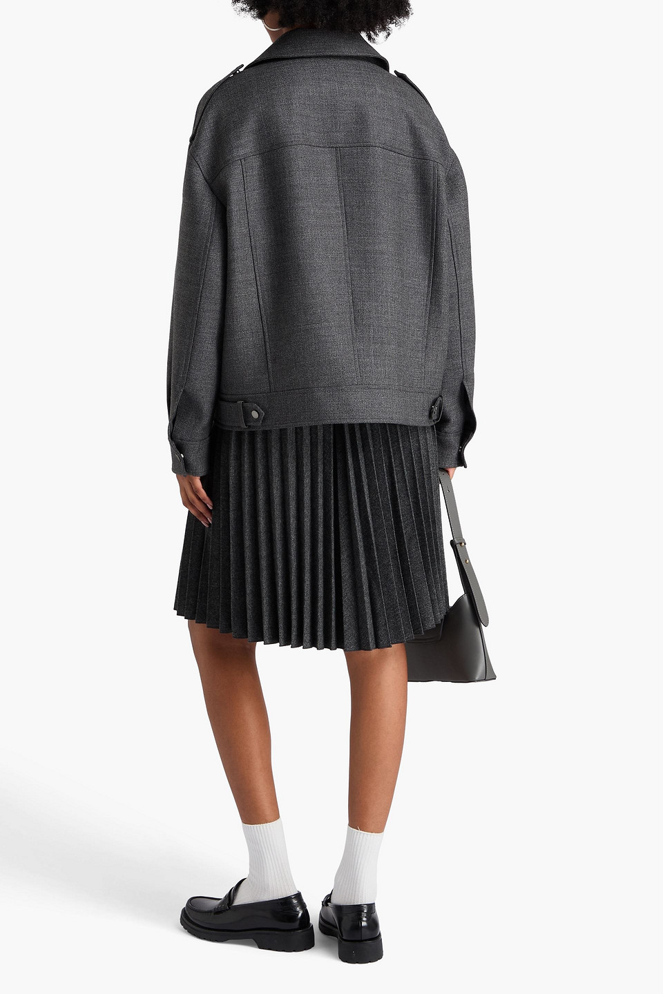 Brunello Cucinelli Bead-embellished Wool Biker Jacket In Brown