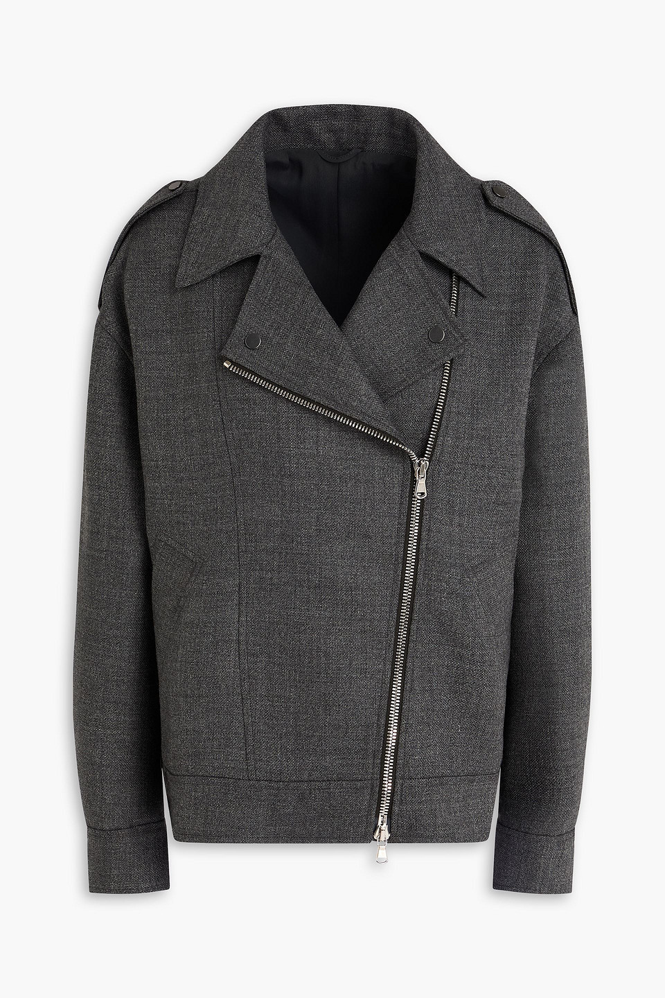 Brunello Cucinelli Bead-embellished Wool Biker Jacket In Brown