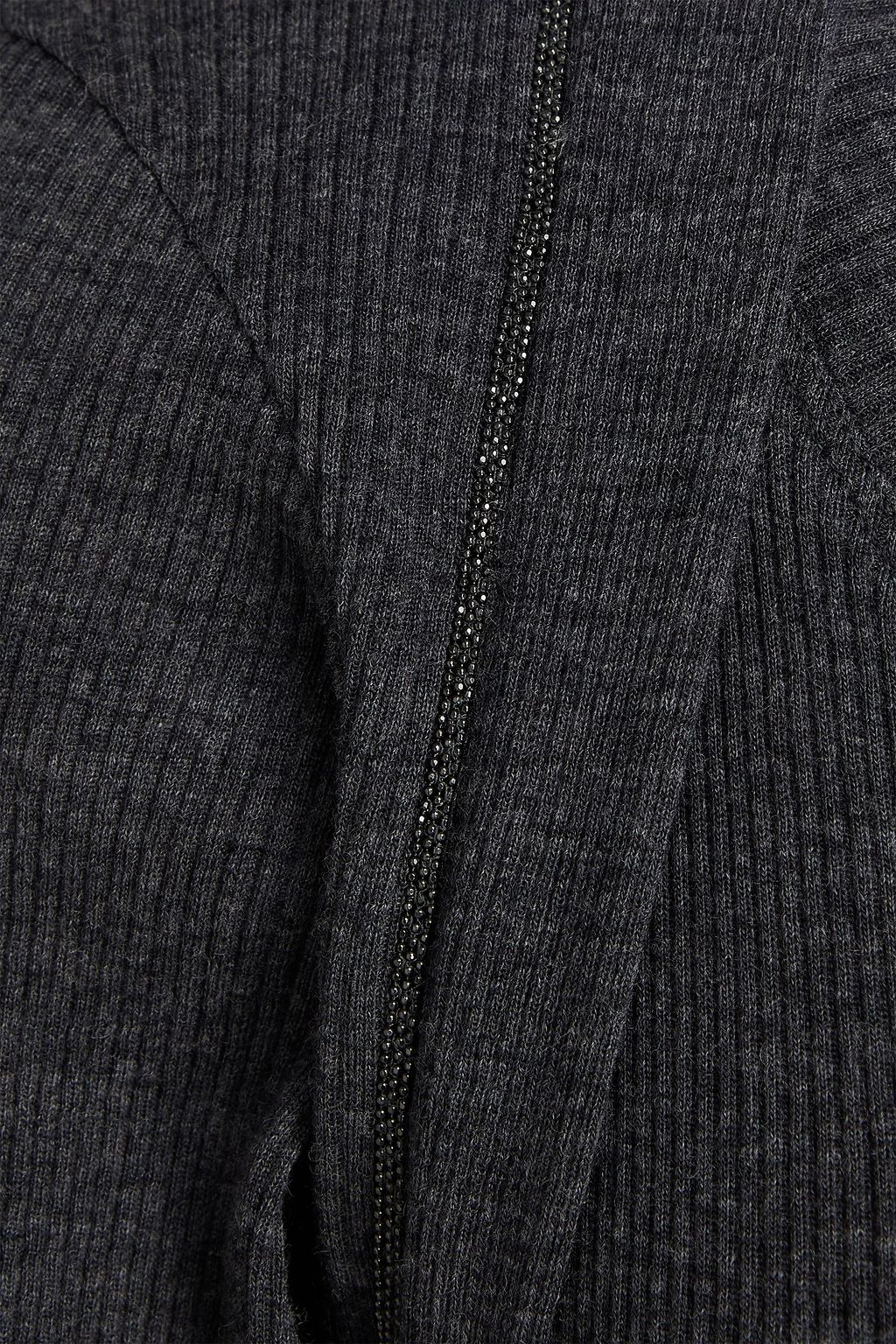 BRUNELLO CUCINELLI Bead-embellished ribbed wool midi dress
