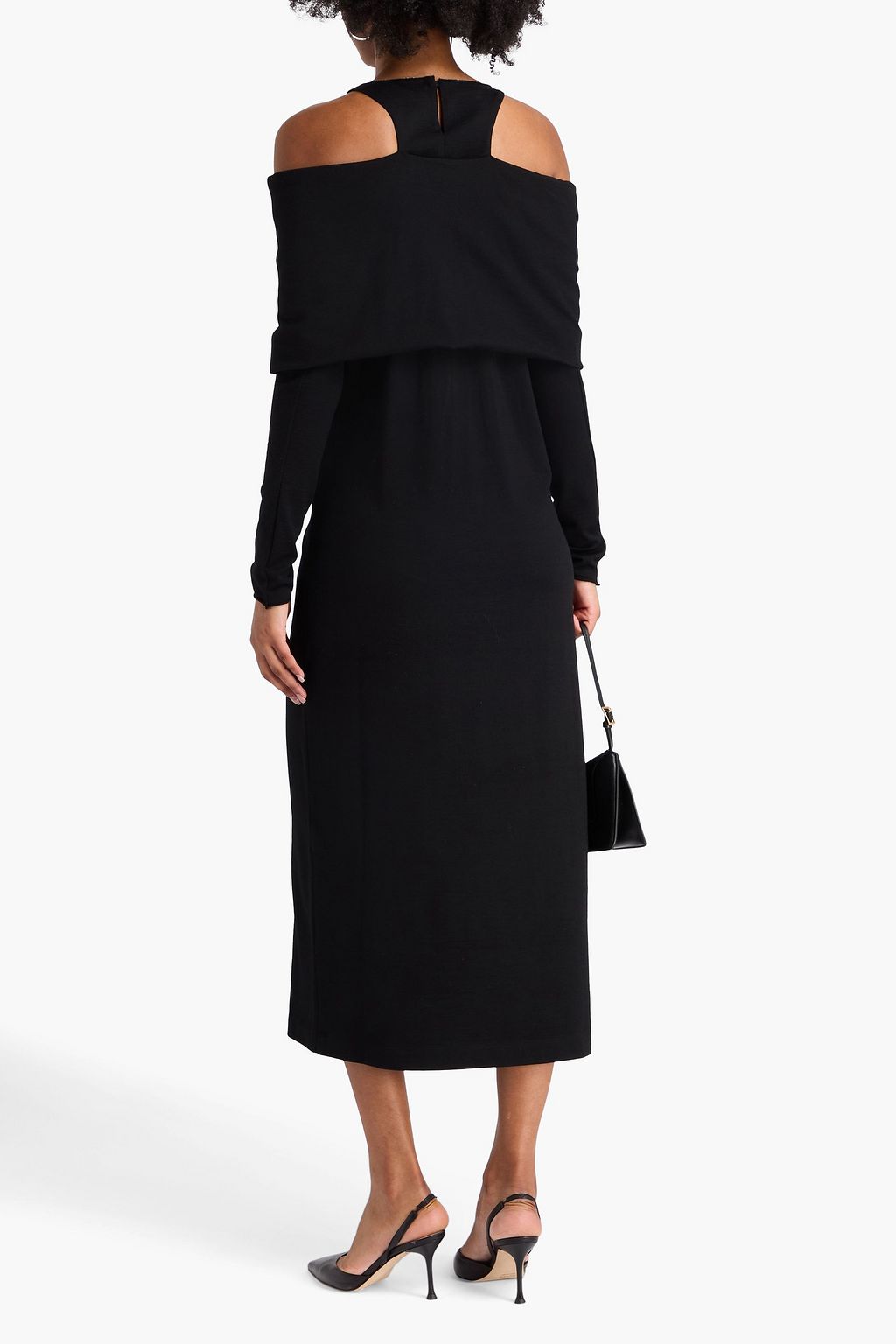 BRUNELLO CUCINELLI Midikleid aus Jersey aus einer Wollmischung mit Cut-outs und Zierperlen